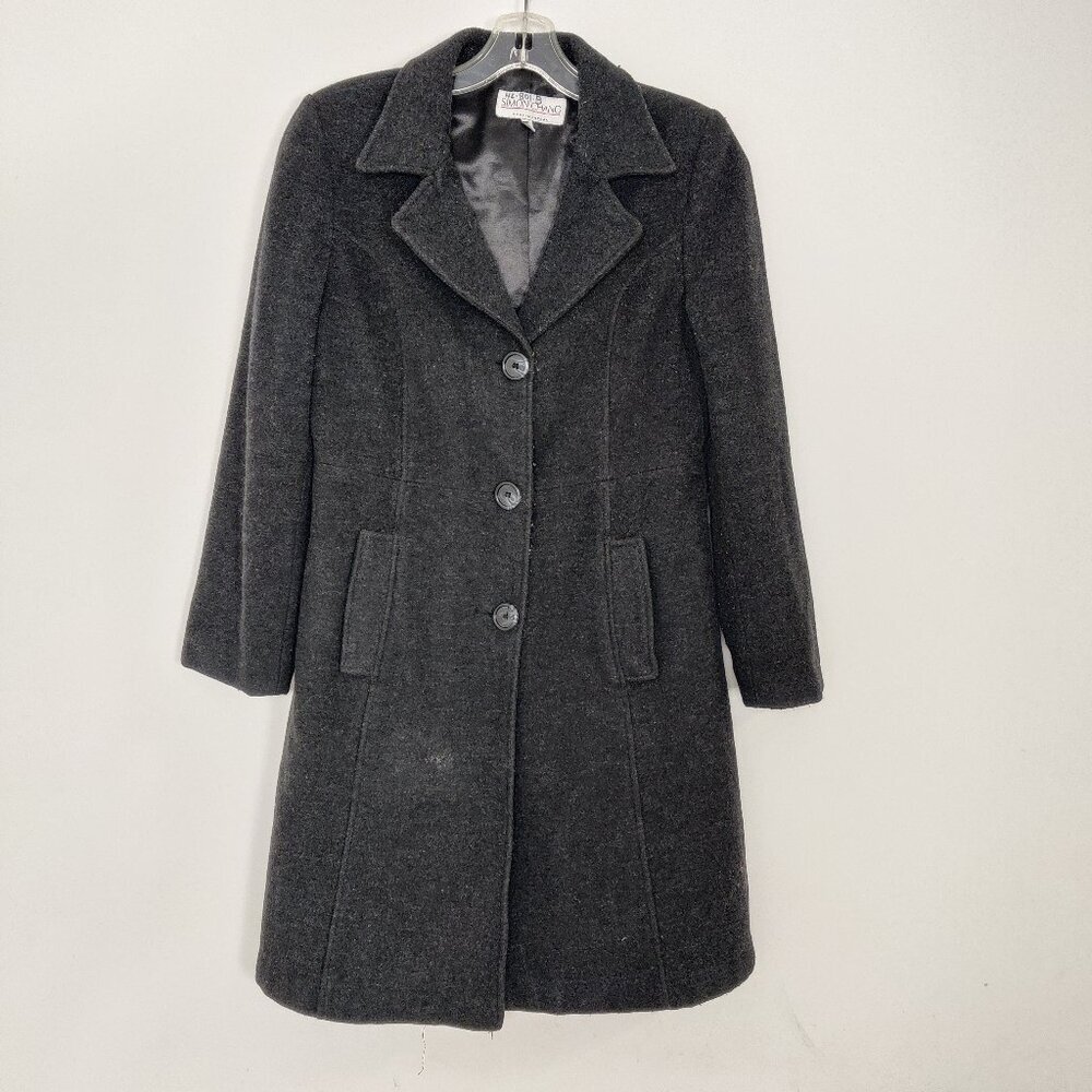 Simon Chang Women's Coat Size 9 / 10 Gray Wool Cashmere Lined Business Casual - Picture 1 of 9